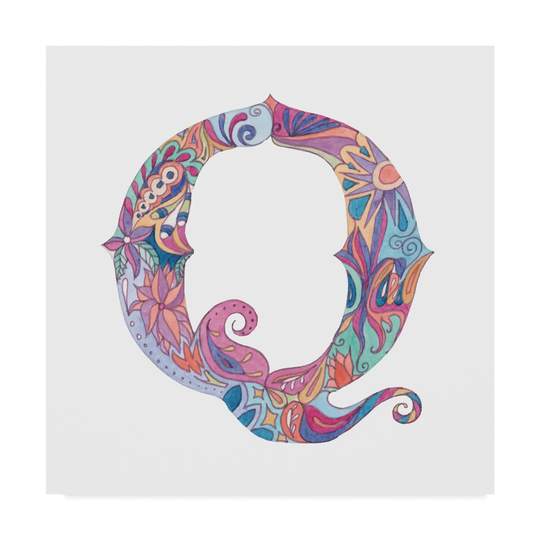 Green Girl Canvas 'Q' Canvas Art - Multi-color