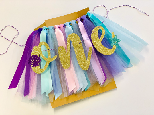 Mermaid High Chair Banner, Under The Sea Birthday 1st Smash Cake. Photo Backdrop, One Banner Pk