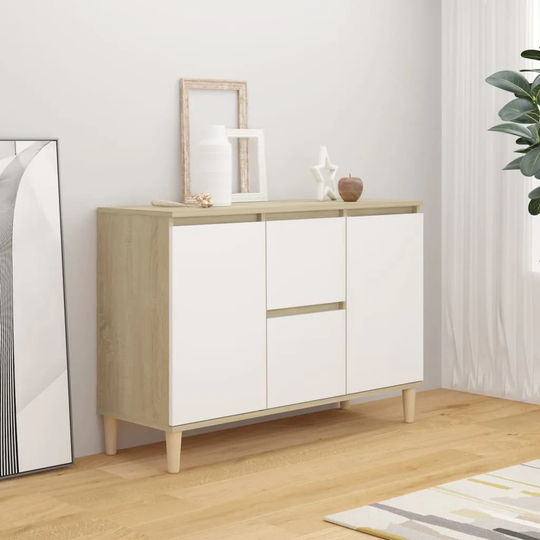 Sideboard White and Sonoma Oak 40.7"x13.8"x27.6" Chipboard