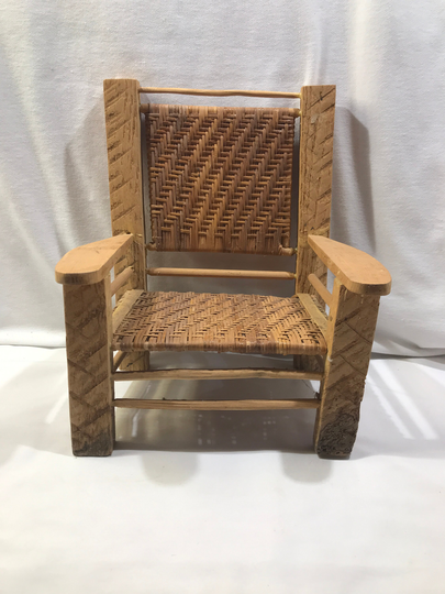 Doll Chair, Miniature Furniture, Wood & Wicker Design, Vintage 12 Inches Tall