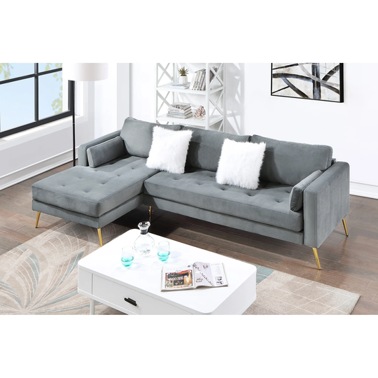 Nestfair L-Shape Upholstered Sectional Sofa with Two Pillows