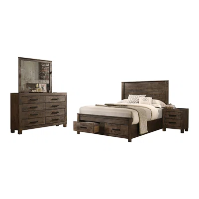 Greely Rustic Golden Brown 4-Piece Bedroom Set