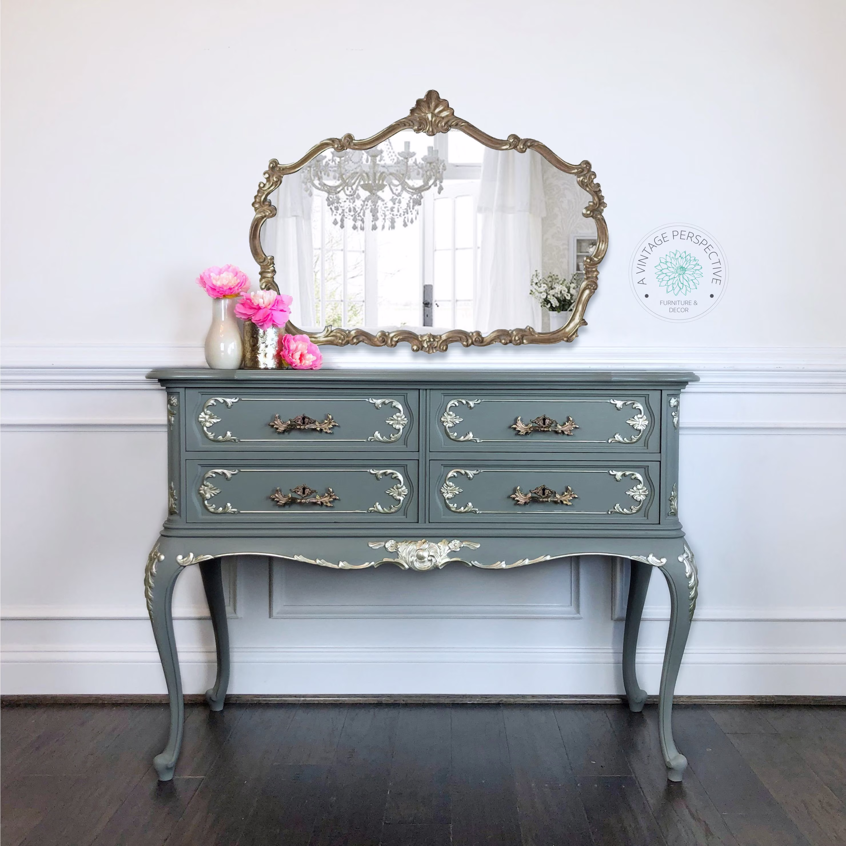 Romantic French Buffet | Antique Sideboard Vintage Credenza Dining Room Server Entryway Table