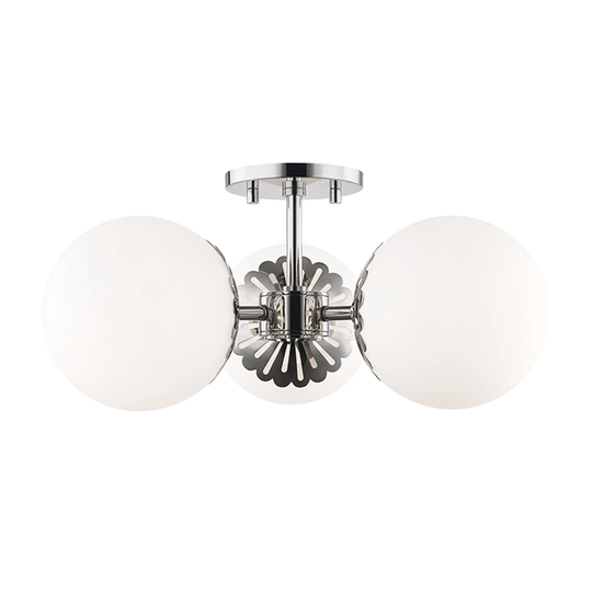 Mitzi by Hudson Valley Paige 3-light Polished Nickel Semi Flush, Opal Glossy Glass