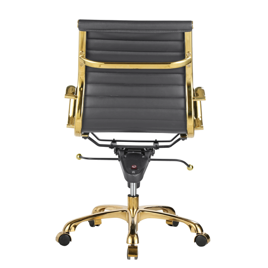 High Back Ribbed Swivel Adjustable Leather Executive Office Chair