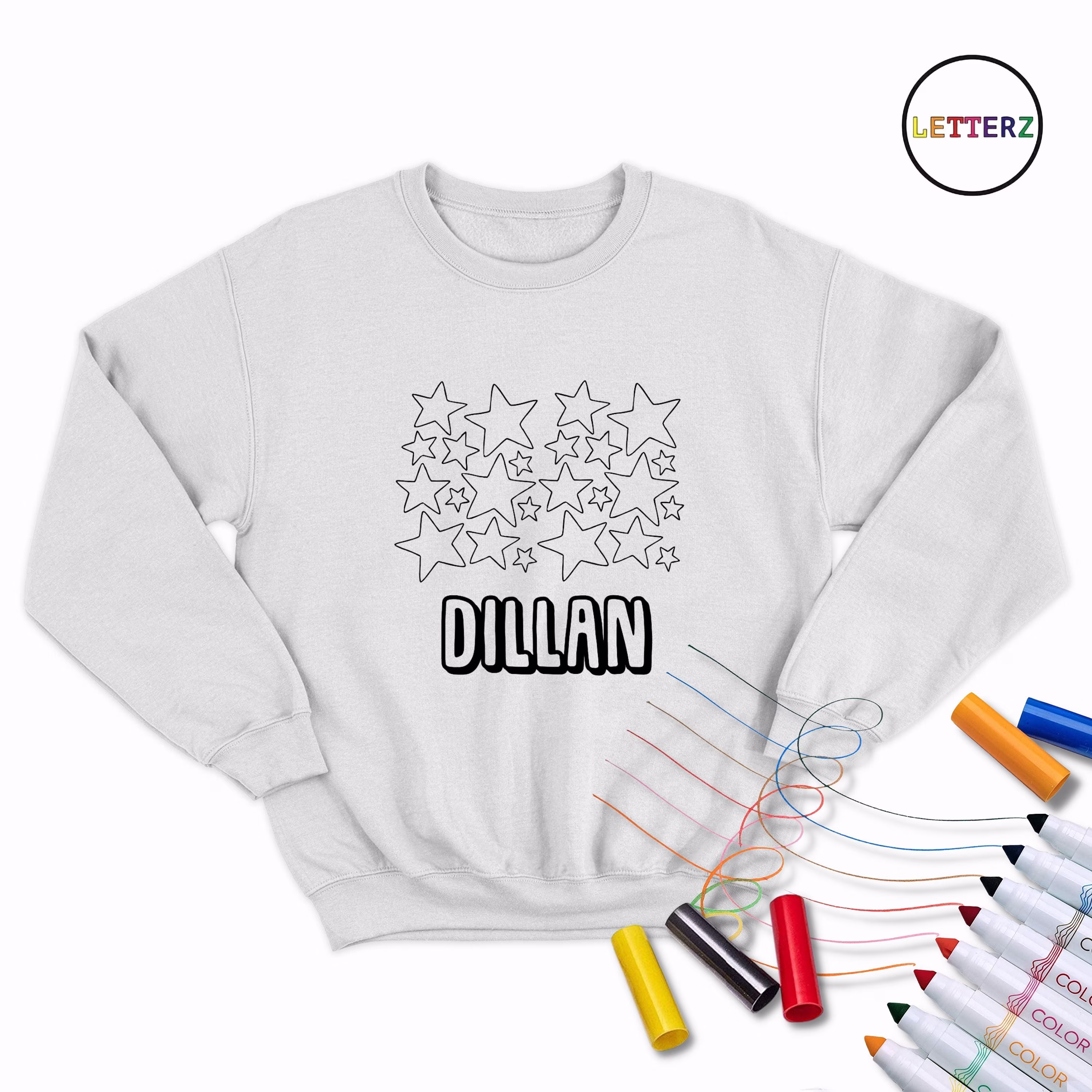 Custom Stars Coloring Shirts Sweatshirt Kids Birthday Party Favors Personalized Name Book Holiday Gift Idea