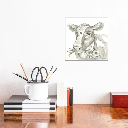 iCanvas "Watercolor Pencil Farm II-Cow" by Kelsey Wilson Canvas Print