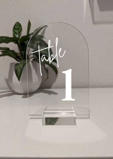Arched Acrylic Table Numbers - Wedding Decor