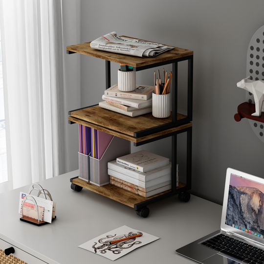 2pcs Multifunctional Printer Stand with Rollers and Fixed Foot Pads