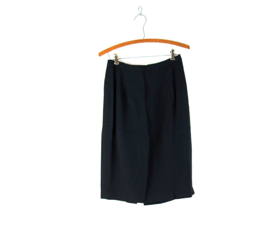Simple Dark Blue Pencil Skirt | 00S Minimalist Kniee Modern High Waist Sunny Choi Size 8 Cad
