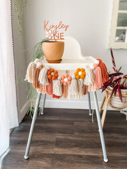 Daisy Tassel High Chair Garland - Rust/Peach/Cream