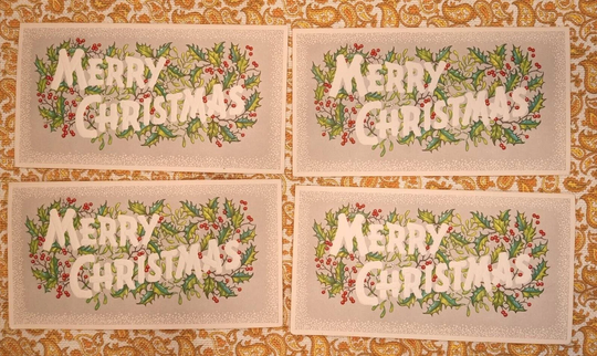 Vintage Mid Century Modern Christmas Card Mcm Unused Nos Lot Of 4