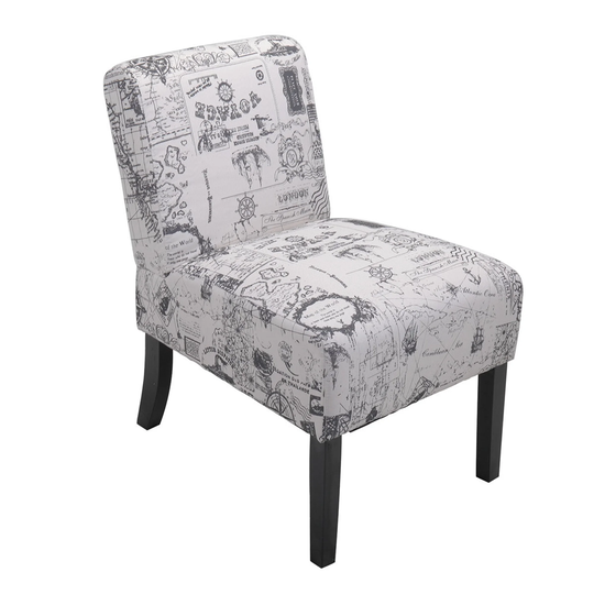 Armless Accent Chair, Letter Print Side Chair with Fabric Lining
