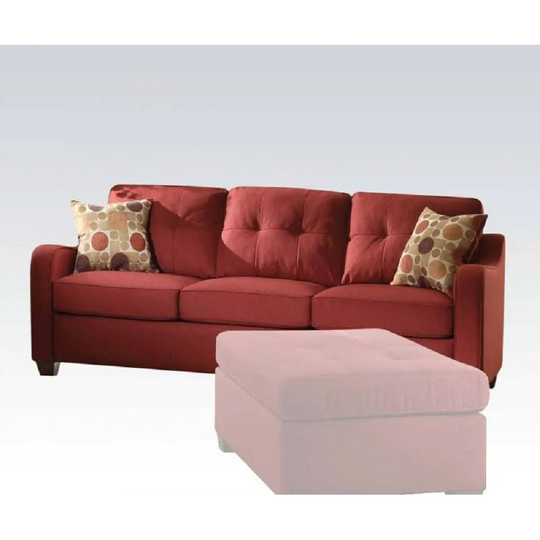 Sofa w/2 Pillows in Red Linen,Casual Style