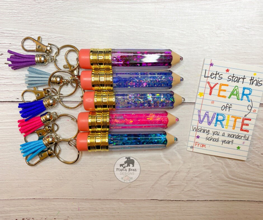 Teacher Pencil Keychain, Beginning Of Year Gift, Glitter Gift