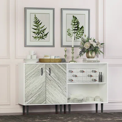 Cabinet With 2 Doors And 3 Open Shelgves,freestanding Sideboard Storage Cabinet Entryway Floor Cabinet For Living Room Office Bedroom