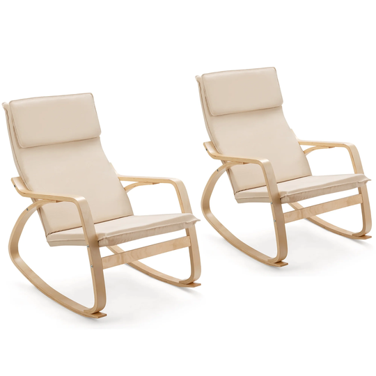 Costway Set of 2 Bentwood Rocking Chair Relax Rocker Lounge Chair