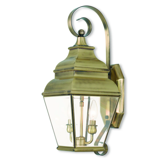 Giuseppe Lighting Two Light Outdoor Wall Lantern Exeter Antique Bra - Exact Size