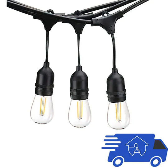 120V 24ft Commercial Ready Dimmable Outdoor LED Patio 12 String Light