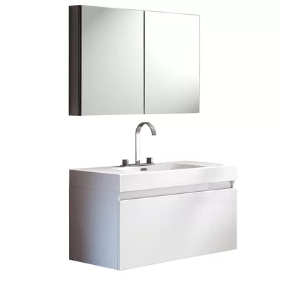 Senza Mezzo Modern 39" Single Bathroom Vanity Set with Mirror