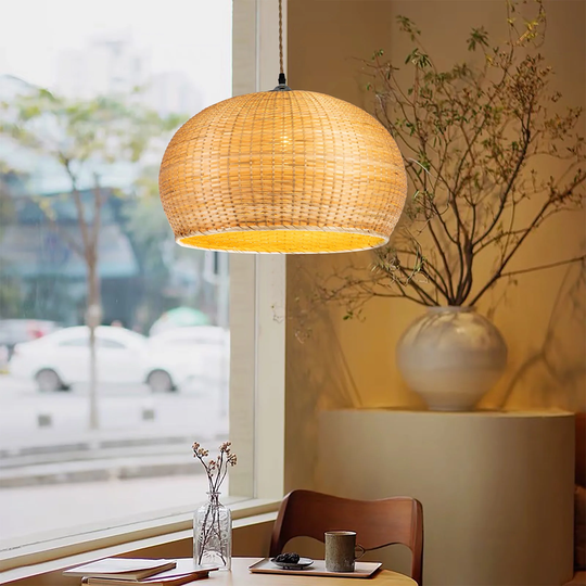 Rattan Dome Shape Pendant Light