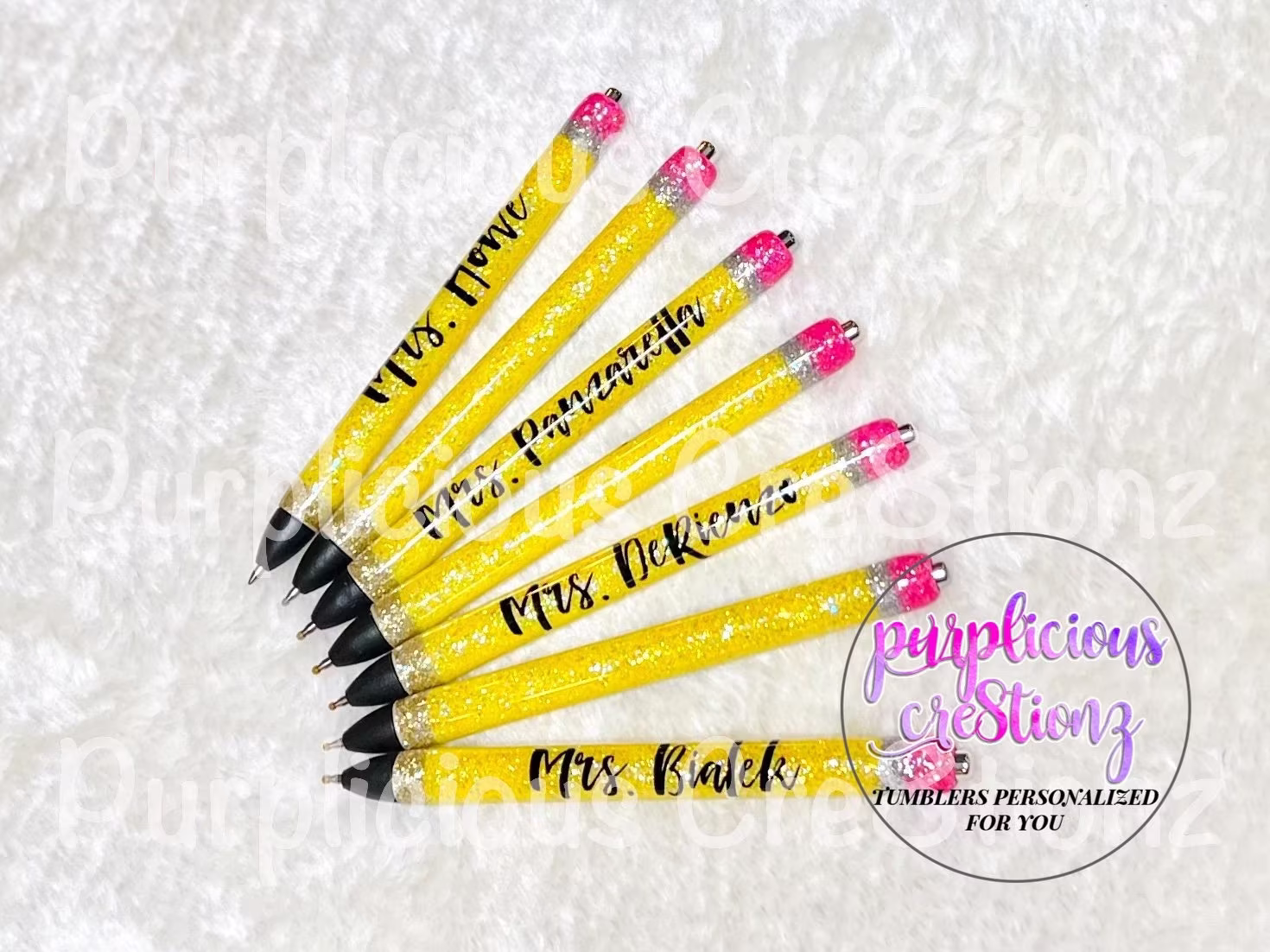 Pencil Glitter Pen || Inkjoy Teacher School Refillable Gel Personalized Custom Gifts