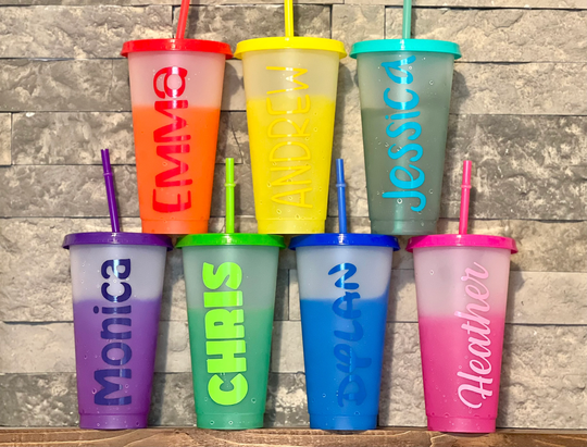 Color Changing Cold Cup/Custom 24Oz Tumbler Reusable With Lid & Straw Multiple Options