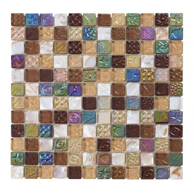 Brown Mother Of Pearl Sell Iridescent Glass Mosaic Sheet Tile By Modket