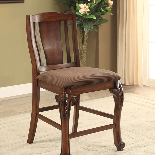 Set of 2 Dining Chairs in Brown Cherry and Brown Finish