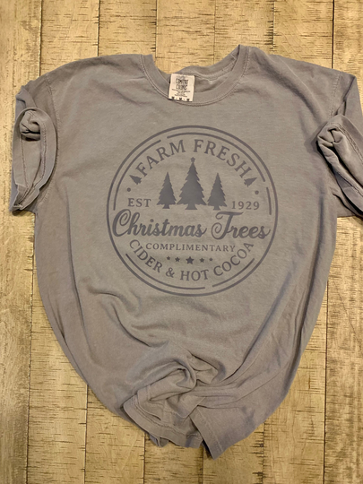 Farm Fresh Christmas Trees Comfort Color Tee; Aesthetic Farm Fresh Trees; Farmhouse Attire; Holiday Comfort Color Tee
