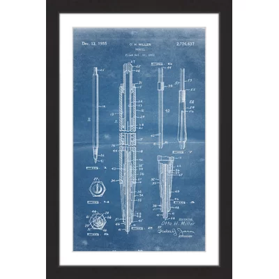 'Pencil 1955 Blueprint' by Steve King Framed Painting Print