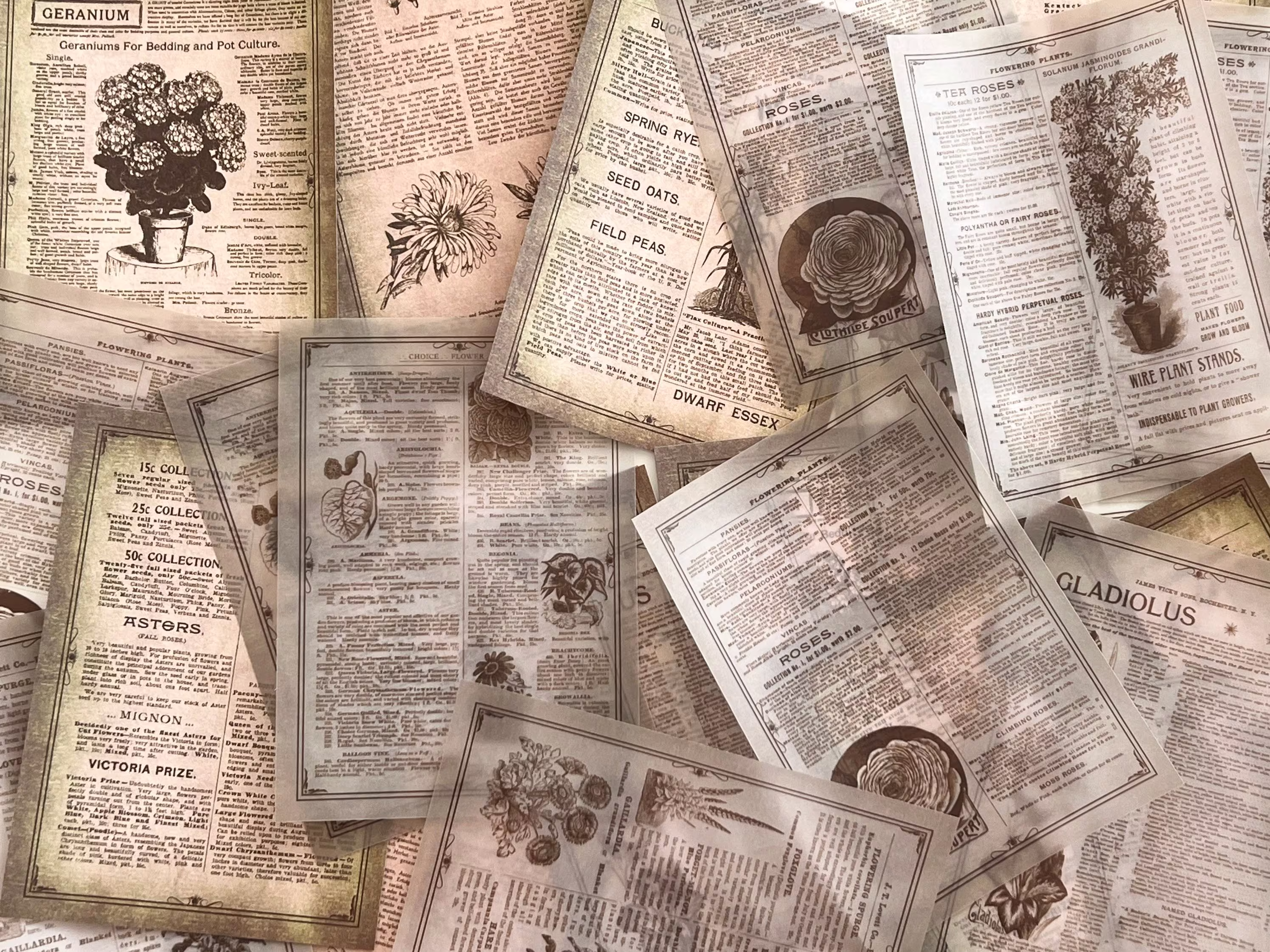 Junk Journal Papers, Scrapbook Supplies, Assorted Paper, Ephemera, 30 Pcs | Yjc-100-036