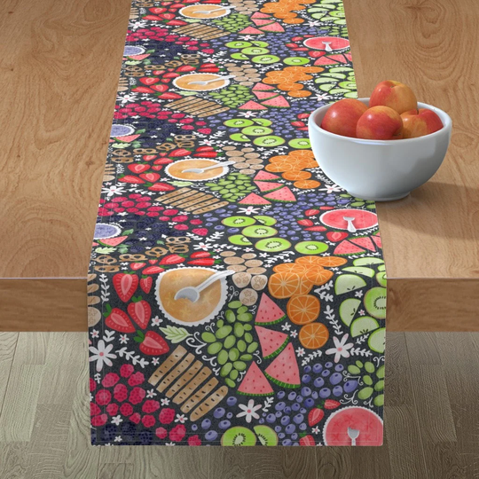 Bright Fruits Table Runner - Rainbow Fruit By Creativeinchi Orange Colorful Food Raspberry Cotton Sateen Spoonflower