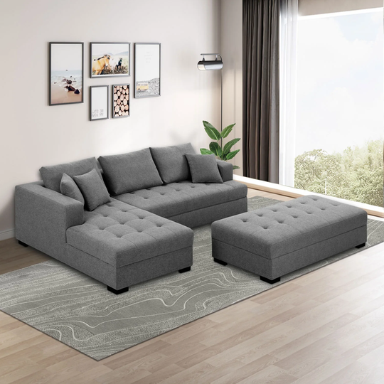 Williamspace Sectional Modular Sleeper Fabric Sofa With Ottoman