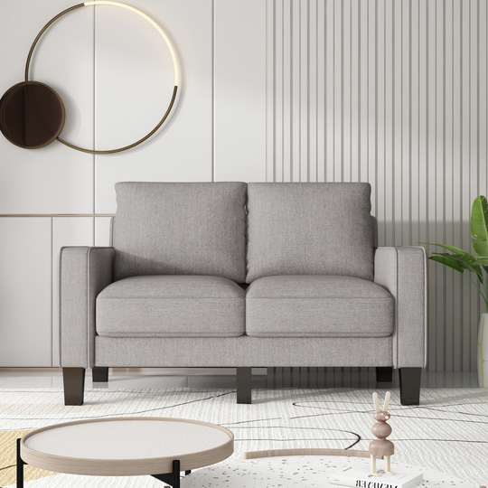 53" Loveseat Sofa Living Room Polyester Fabric Sofa Comfortable Thicken Upholstered Loveseat with Removable Cushions