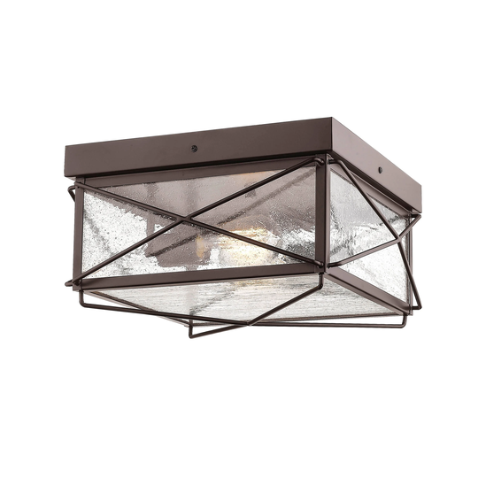 Millennium Lighting Robinson 2 Light Indoor/Outdoor Flush Mount Fixture with Clear Seeded Glass