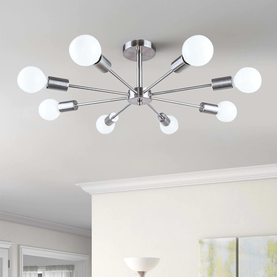 Modern Vintage Glam Metal Sputnik Semi - Flush Mount Ceiling Light