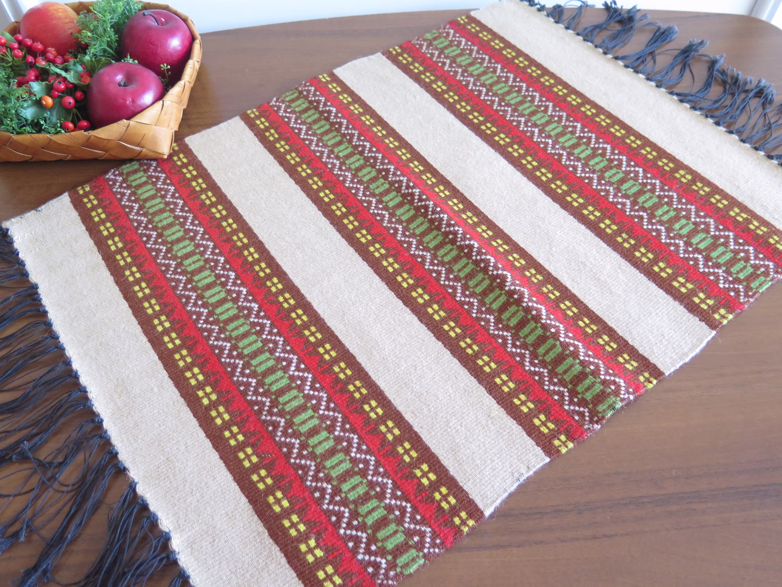 Vintage Woven Table Cloth/Decor, Ornamented Handwoven Scandinavian Swedish Decor #4-52-40