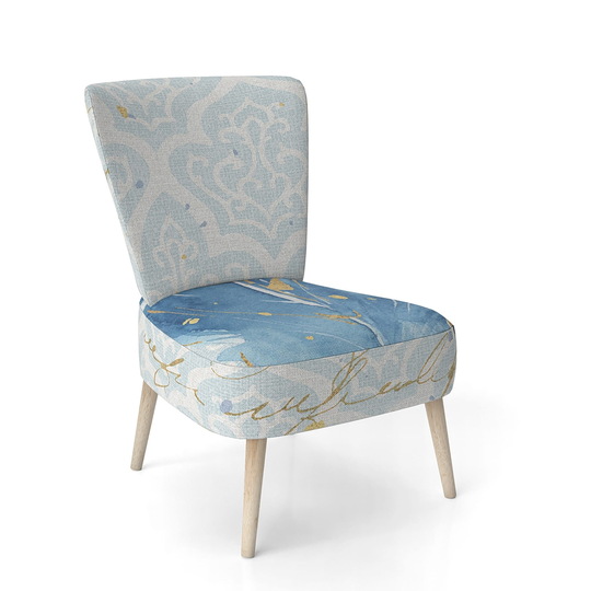 Designart 'Blue Damask Feather' Upholstered Farmhouse Accent Chair