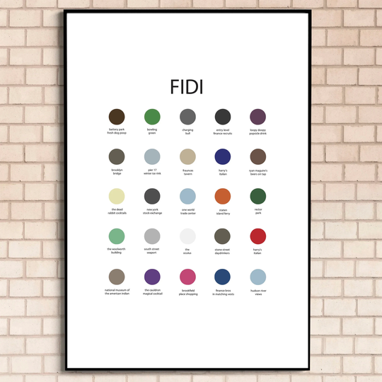 Fidi, Nyc Color Palette Print, New York City Wall Art Financial District Illustration, Decor, Poster, Fidi