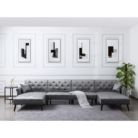 150" U-Shaped Sectional Sofa with Toss Pillows