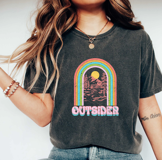 Comfort Colors Boho Shirt, Outdoor Nature Comfy Oversized Celestial Camping Vintage Hiking Shirt