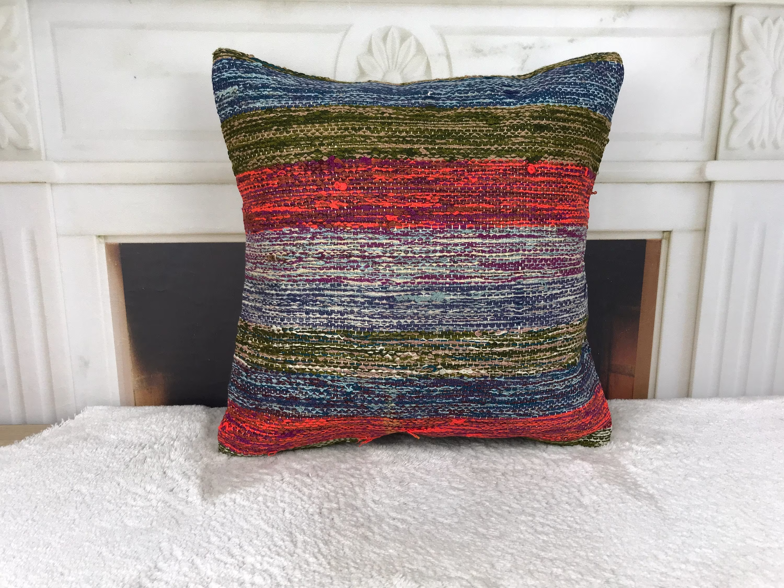 Sofa Pillow, Kilim Throw Gift Decorative 16x16 Cushion, Pillow Cover, 4509