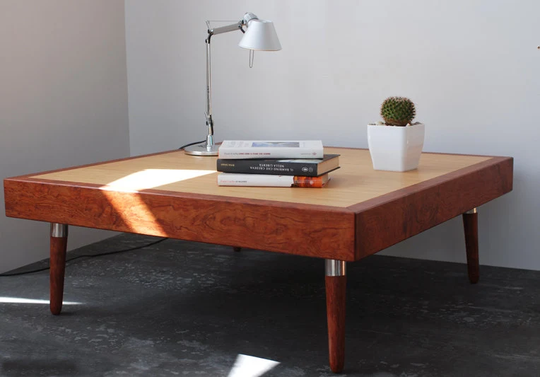 Modern Mid Century Coffee Table in Fine Wood From Bubinga & Bamboo