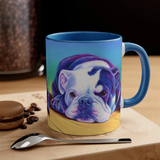 Colorful English Bulldog Cute Rainbow Dog Pop Art Accent Coffee Mug 11Oz & 15Oz