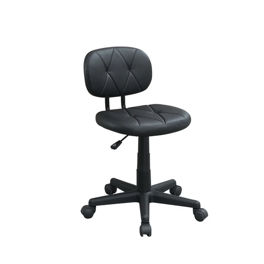 PU Ergonomic Office Chair without Arms,Office Product,Black,Mid-Bcak