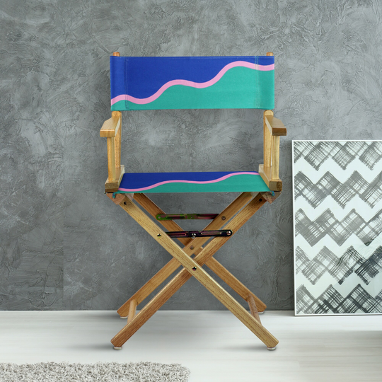 18" Director's Chair Natural Frame-Wavy Wave - 21.75"W x 17"D x 33.75"H