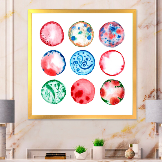 Designart 'Color Of Live Set Circles' Modern Framed artwork