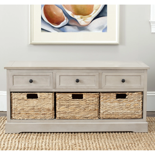 SAFAVIEH Damien Grey 3-drawer Storage Unit - 42.1" x 15.4" x 19.7"