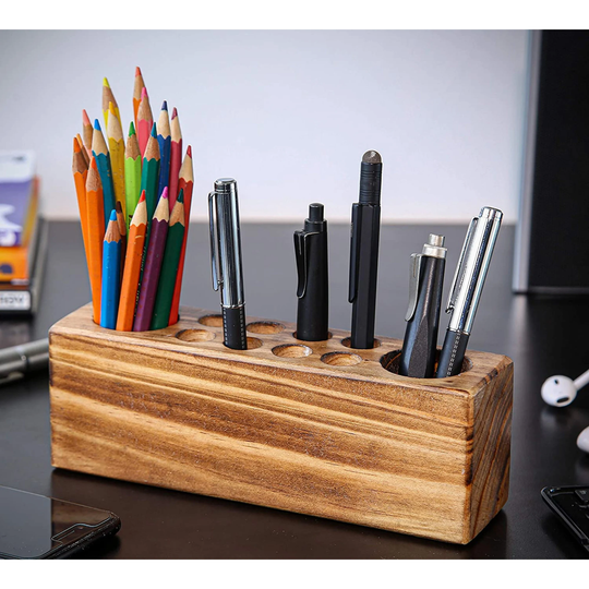 Wood Desk Organizer, Wooden Pencil Holder, Fountain Pen Holder For Desk, Office Decor, Pens Ultimate Gifts